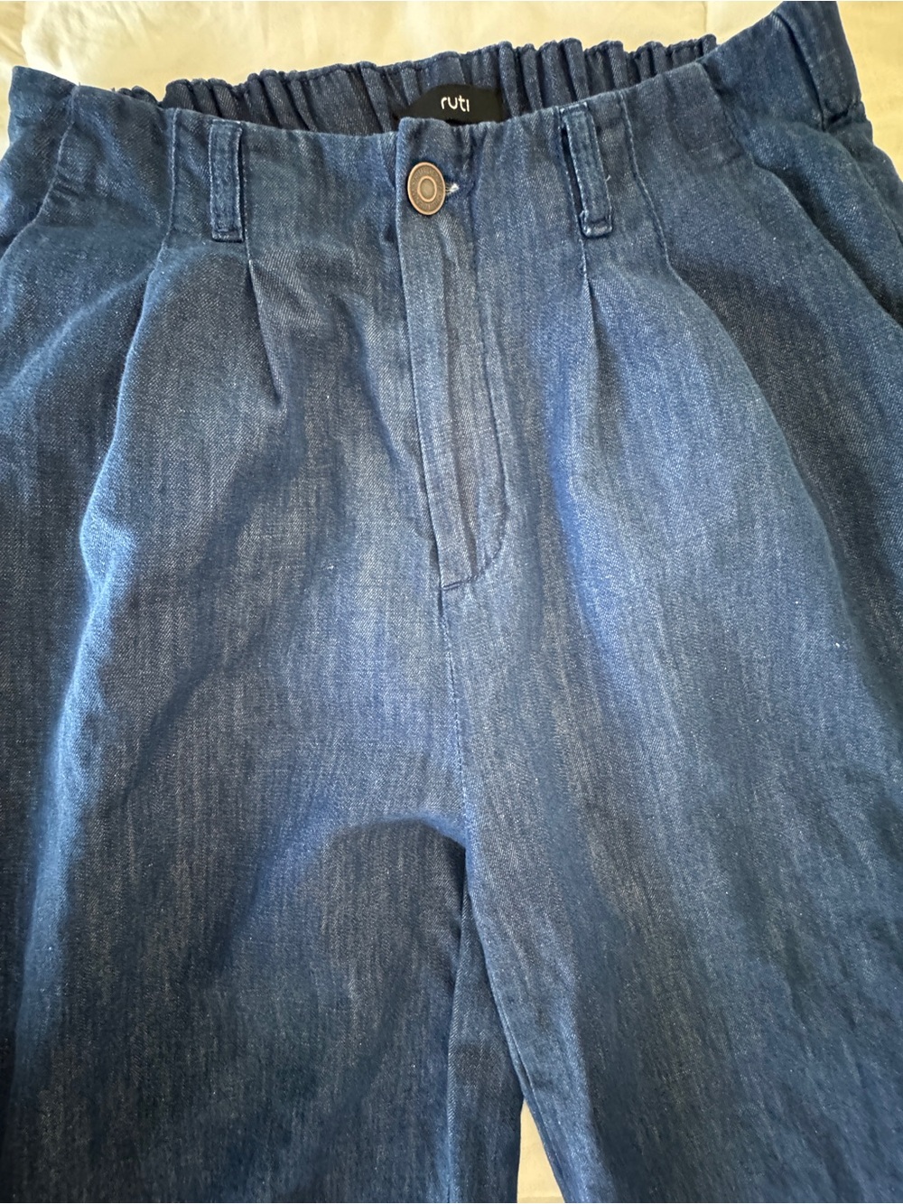 Ruti Ebb and Flow Wide Leg Denim Pants Dark Wash Size 1 Cotton Linen EUC - Picture 7 of 14